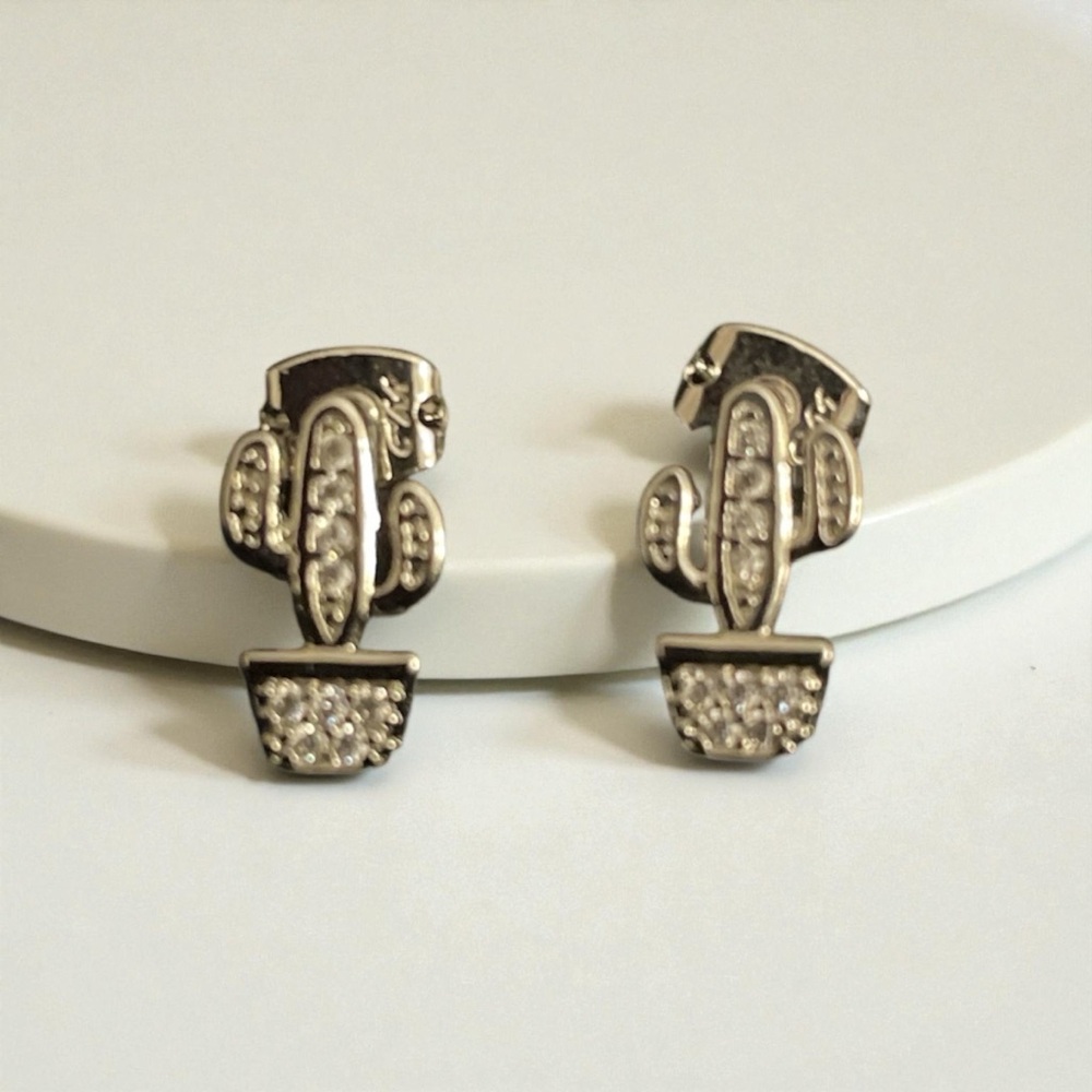 Pavé Cactus Stud Earrings